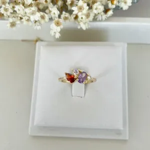 Anel Gotas Vermelho e Lilas