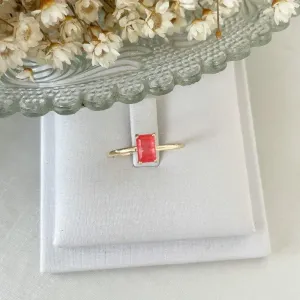 Anel Quadradao Fusion Laranja