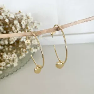 Brinco Argola Aberta com Pingente Coração