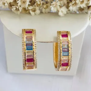 Brinco Argola Cristais Baguete