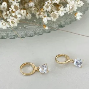 Brinco Argola Zirconia Quadrada