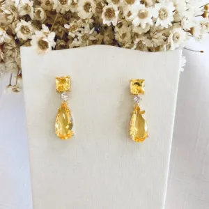 Brinco Cristais Quadrado e Gota