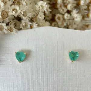 Brinco Pedra Fusion Coração Verde