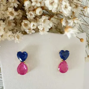 Brinco Pedra Fusion Pink e Azul