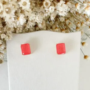 Brinco Pedra Fusion Quadrado Laranja