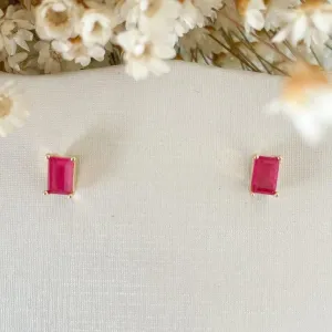 Brinco Pedra Fusion Quadrado Pink