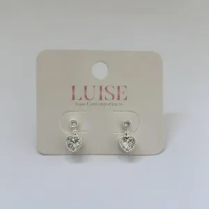 Brinco Pendente Coração Cravejado Rosa