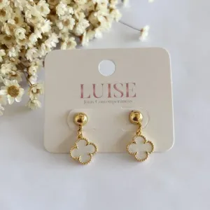 Brinco Pendente Trevo Branco