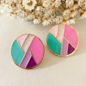 Brinco Resinado Boton Colorido