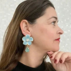 Brinco Resinado Flor com Zirconia