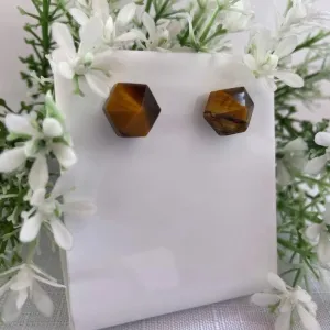 Brinco Sextavado Pedra Natural