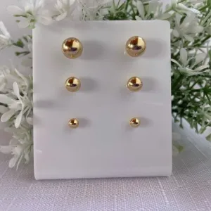 Brinco Trio Esfera Lisa