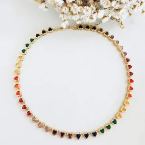 Colar Chocker Riviera Corações Colors