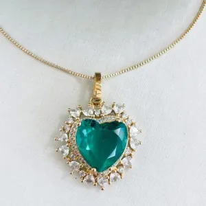 Colar Coração Grande com Cristais