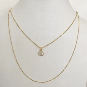 Colar Duplo Pingente Redondo Cravejado