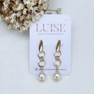 Brinco Pendente Aro e Pérola