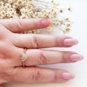 Anel Coração Cravejado Colors