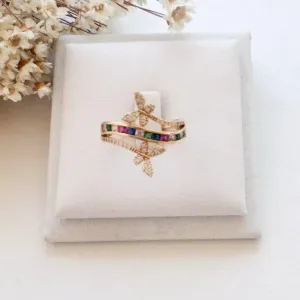 Anel Borboletas Cravejado Colors