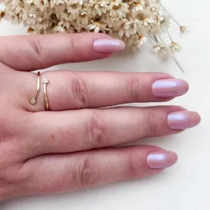 Anel Mini Zirconias Duplas Ajustavel