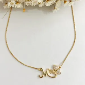 Colar Escrita Mãe com Corações