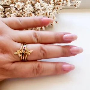 Anel Borboletas Cravejado Colors