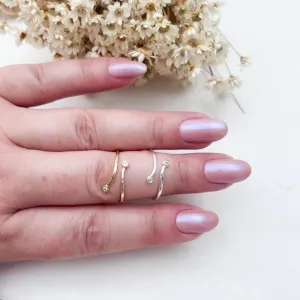 Anel Mini Zirconias Duplas Ajustavel