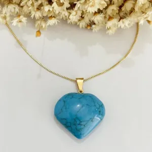 Colar Coração Howlita Azul