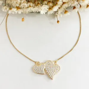 Colar Corações Cravejados