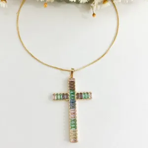 Colar Cruz Baguete Colors