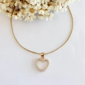 Colar Coração Vazado Cravejado