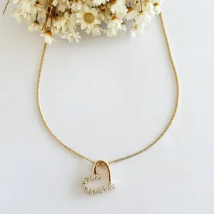 Colar Coração Liso e Cravejado