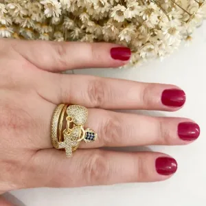 Anel Cravejado 1 Filho(a) e Pingentes