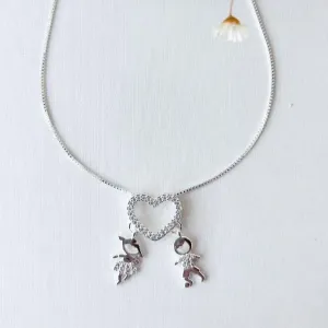 Colar Coração Cravejado 2 Filho(a)