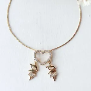 Colar Coração Cravejado 2 Filho(a)