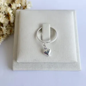 Anel Pingente Coração Prata