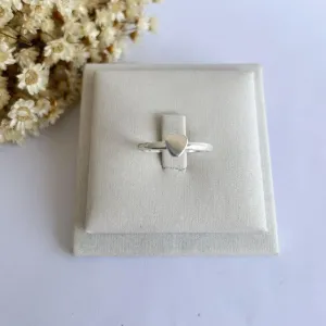 Anel Chapa Coração Pequeno Prata