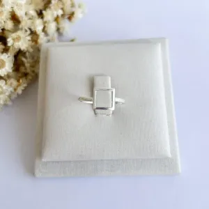 Anel Simbolo Quadrado Prata