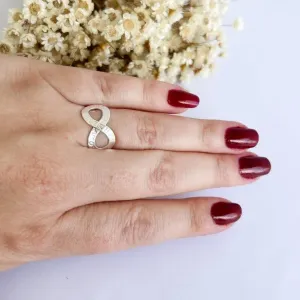 Anel Infinito com Escrita Prata