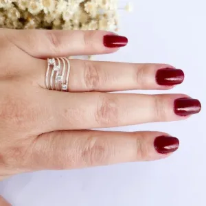 Anel 4 Zirconias Prata