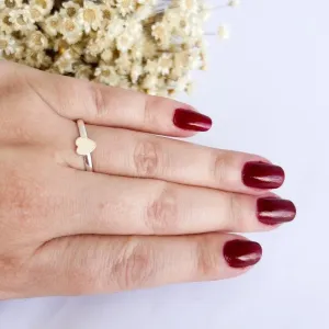 Anel Chapa Coração Pequeno Prata