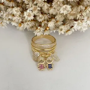 Anel Cravejado 2 Filho(a) e Pingentes