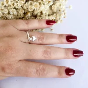 Anel Pingente Coração Prata