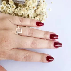 Anel Simbolo Quadrado Prata