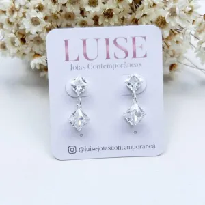 Brinco Dupla Zirconia Quadrada