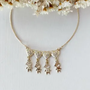 Colar Canga Com 4 Filhos(as) e Corações