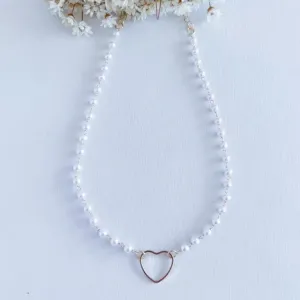 Colar Chocker Coração e Pérolas