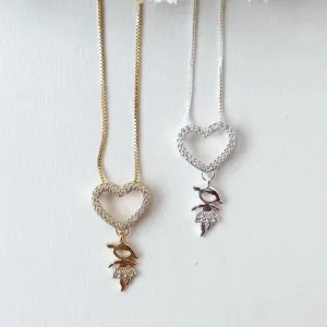 Colar Coração Cravejado 1 Filho(a)