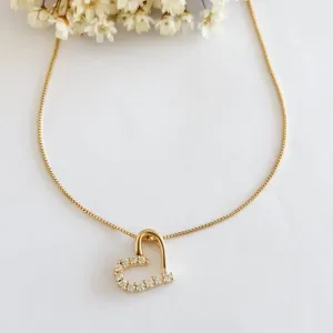 Colar Coração Liso e Cravejado