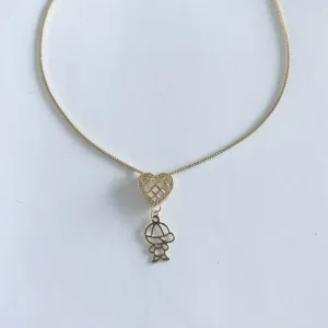 Colar Coração Vazado Filha(o)