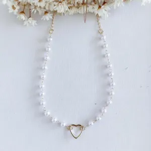 Colar Infantil Coração e Pérolas